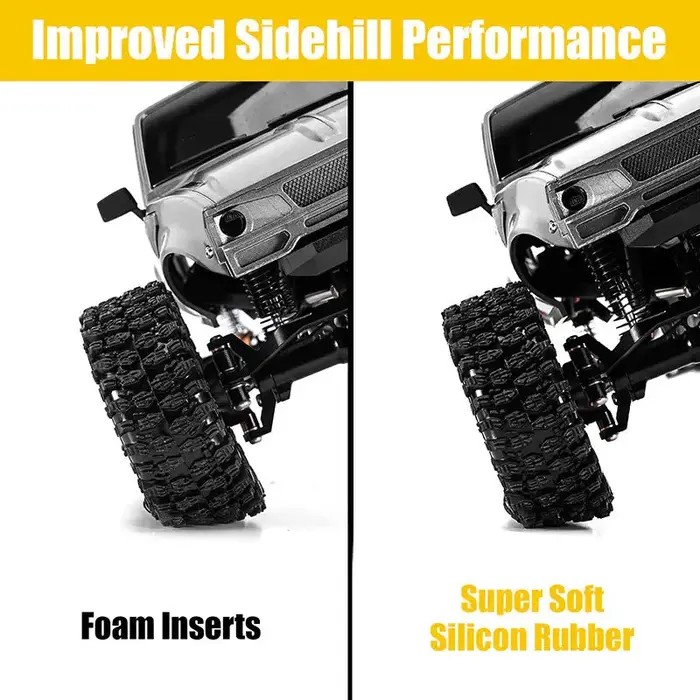 INJORA YQT-1011-1064YE - INJORA 1.0" 64x24mm Tires & Silicone Rubber Inserts Combo (4), Yellow