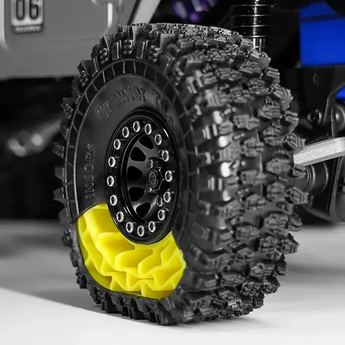 INJORA YQT-1011-1064YE - INJORA 1.0" 64x24mm Tires & Silicone Rubber Inserts Combo (4), Yellow
