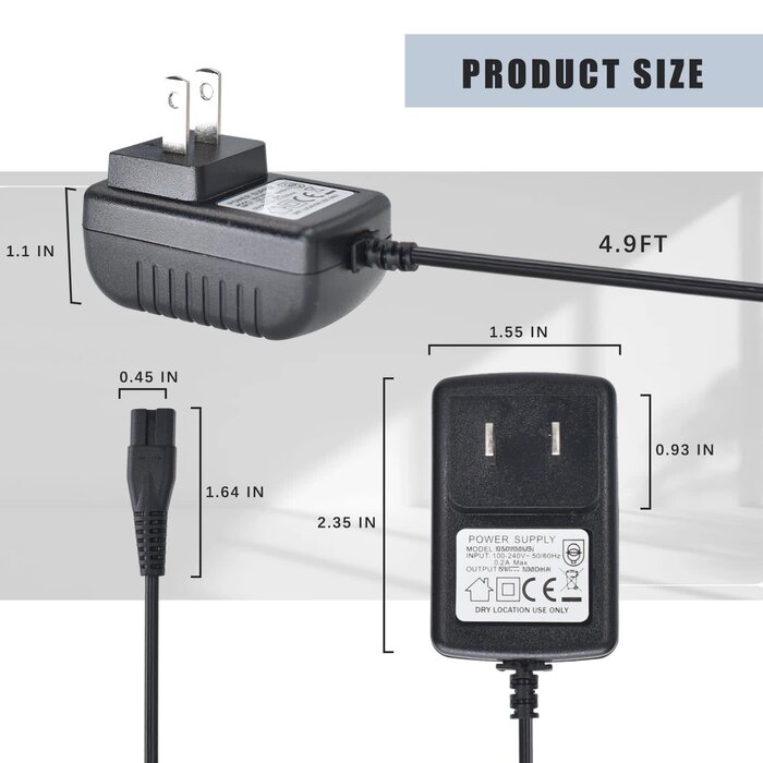 FX870 - BOEEA Replacment Charger for BaByliss PRO Trimmer, 4.5V Power Adapter Compatible with BaByliss Hair Clippers Model PRO FX870 FX788 FX787 FXSSM FX820 FX726 FX825 Shaver Charging Cord