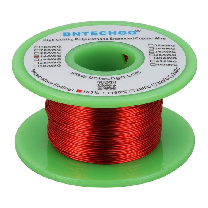 MWIRE24 - BNTECHGO 24 AWG Magnet Wire - Enameled Copper Wire - Enameled Magnet Winding Wire - 4 oz - 0.0197" Diameter 1 Spool Coil Red Temperature Rating 155℃ Widely Used for Transformers Inductors