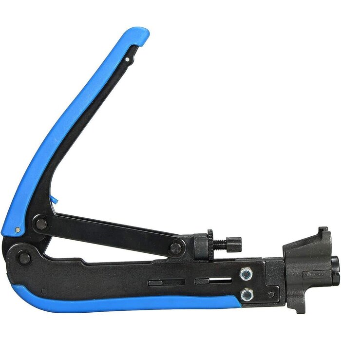 RG6-RG11-CRIMP - HIIJA RG6 Compression Tool Coax Cable Crimper Kit RG6 RG11 RG59 F81 with 20PCS F Compression Connectors - BlueYellow