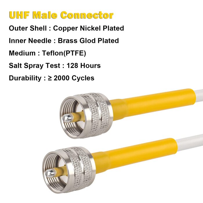 MOOKEERF RG8x Jumper Cable 3ft, PL259 Jumper Cable,CB Coax Cable 50 Ohm,UHF PL259 Male to Male Low Loss CB Antenna Cable for CB Radio,HAM Radio, VHF Radio, SWR Meter, Antenna Analyzer