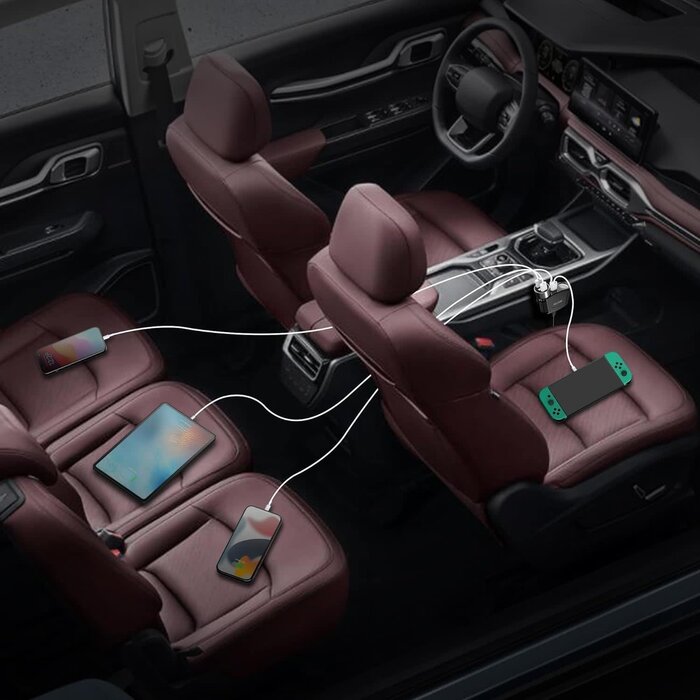 MRS152 - BESTEK 4 in 1 BESTEK Cigarette Lighter Splitter-150W Car Charger Adapter with 2-Socket Dual 12v Splitter QC3.0 DC Cigarette Outlet and USB-C PD30W Super Fast 12V/24V Charger for All Car, Truck, Camping