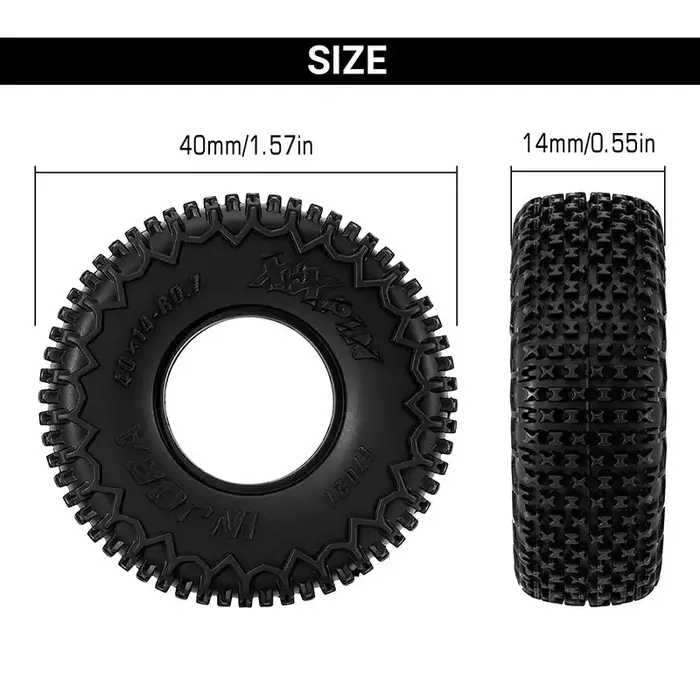 INJORA T7021 - INJORA 0.7" 40x14mm XHX Pin Tires for 1/30 SCX30 4 pcs