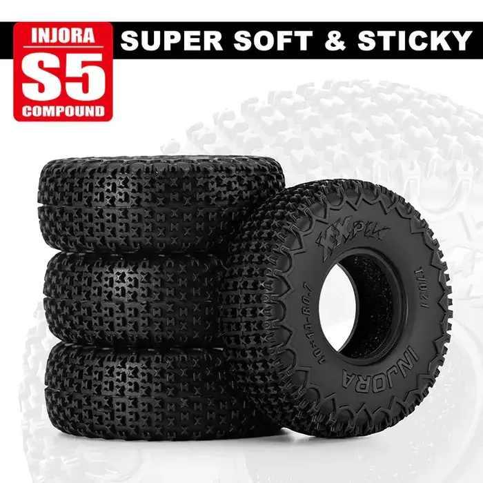 INJORA T7021 - INJORA 0.7" 40x14mm XHX Pin Tires for 1/30 SCX30 4 pcs