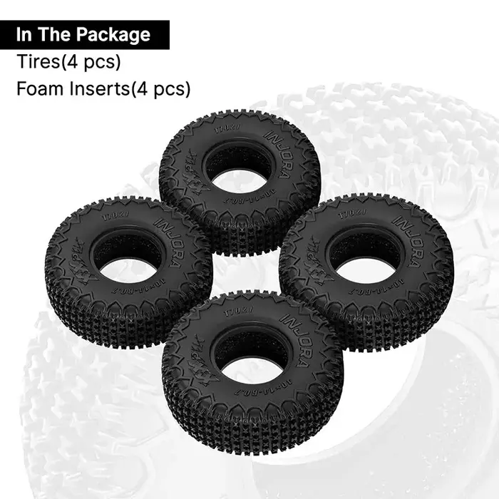 INJORA T7021 - INJORA 0.7" 40x14mm XHX Pin Tires for 1/30 SCX30 4 pcs