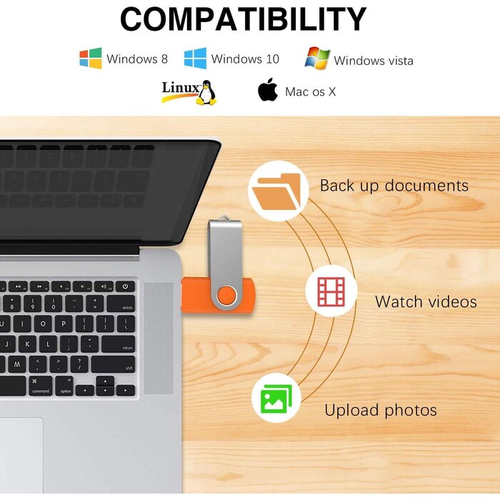 KOOTION 16GB USB 3.0 Flash Drive 16 gb Flash Drives 10pcs Thumb Drive Keychain Jump Drive Swivel Memory Sticks, Orange