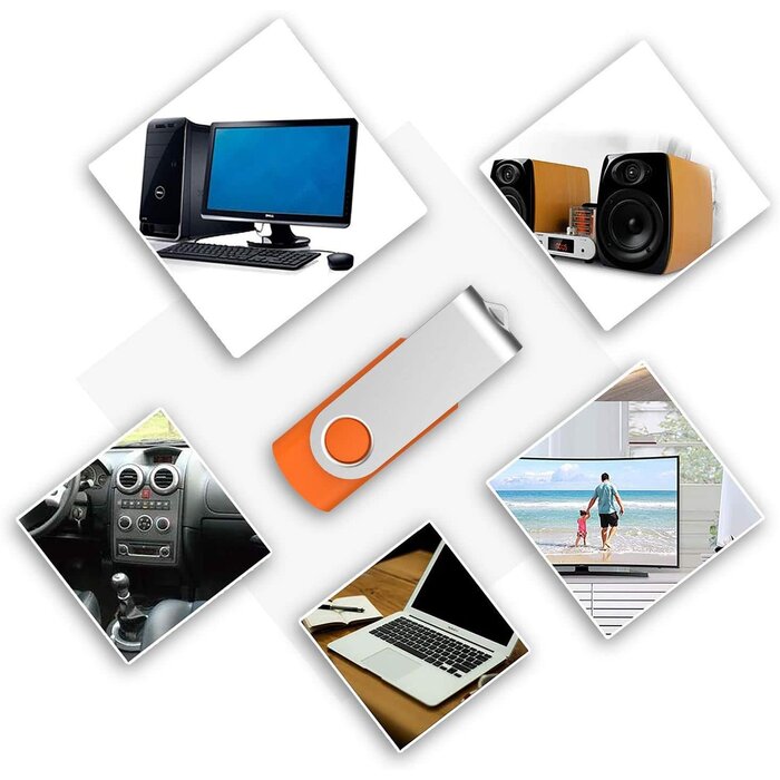 KOOTION 16GB USB 3.0 Flash Drive 16 gb Flash Drives 10pcs Thumb Drive Keychain Jump Drive Swivel Memory Sticks, Orange