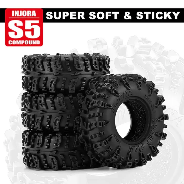 INJORA T7019 - INJORA 0.7" 36x14mm Swamp Claw Tires for 1/30 SCX30  4 pcs