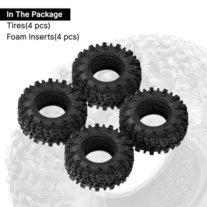 INJORA T7019 - INJORA 0.7" 36x14mm Swamp Claw Tires for 1/30 SCX30  4 pcs