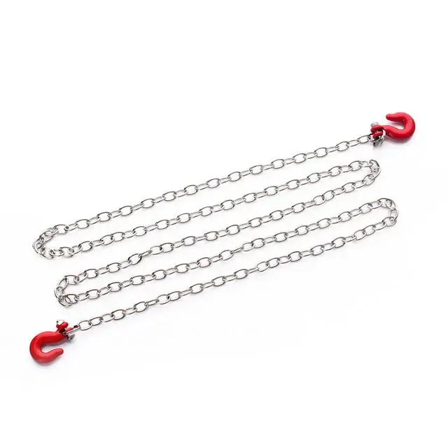 INJORA CRAW18344_03 - INJORA Metal Chain with Metal Tow Hooks for 1/10 Rock Crawler, Red