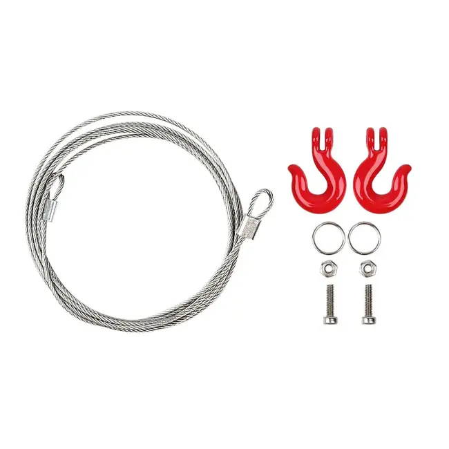 INJORA CRAW18344_02 - INJORA Metal Braided Cable with Metal Tow Hooks, Red