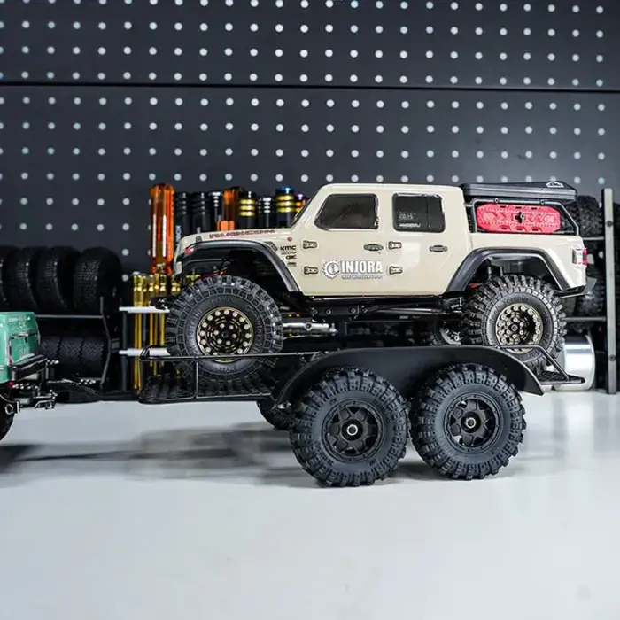 INJORA DG-TC08 - INJORA Metal Trailer with Aluminum Hitch Mount for 1/24 Axial SCX24