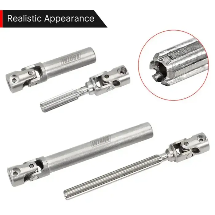 INJORA SCX24-153SR - INJORA Stainless Steel Drive Shafts with D Shaped Hole for SCX24 Gladiator Power Wagon