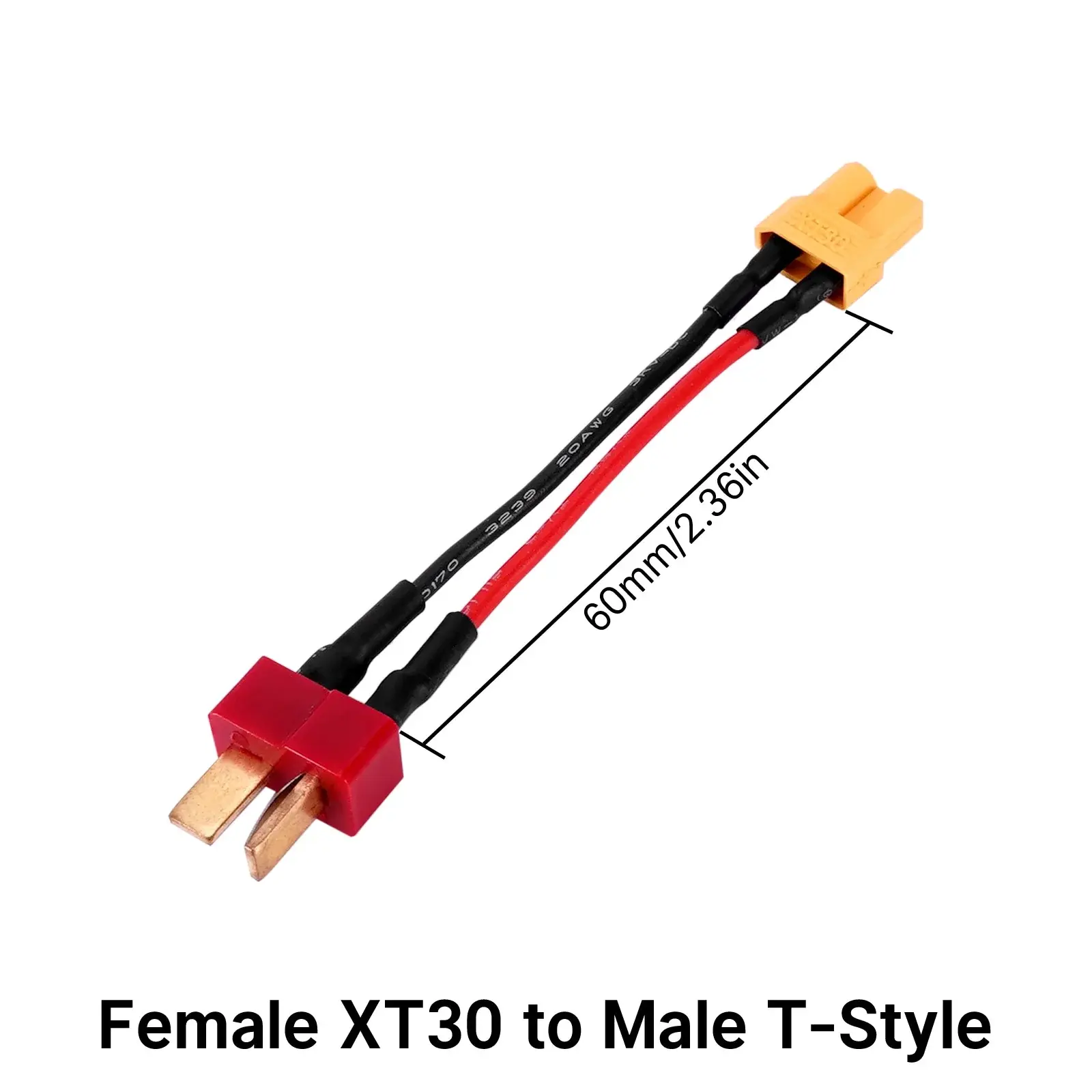 INJORA XT30-T - INJORA Female XT30 to Male T-Style/Deans