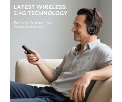 M98A - ROSIDA Wireless Headphones for TV Watching, Wireless Headphones for Seniors with Transmitter Charging Base, Bluetooth Headsets for TV, No Audio Delay, Gift for The Seniors or Parents, Black