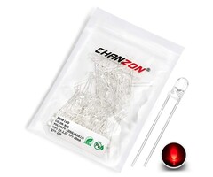 100F3T-YT-WH-RE - CHANZON 100 pcs 3mm Red LED Diode Lights (Clear Round Transparent DC 2V 20mA) Bright Lighting Bulb Lamps Electronics Components Indicator Light Emitting Diodes
