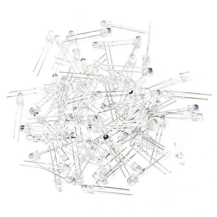 100F3T-YT-WH-RE - CHANZON 100 pcs 3mm Red LED Diode Lights (Clear Round Transparent DC 2V 20mA) Bright Lighting Bulb Lamps Electronics Components Indicator Light Emitting Diodes