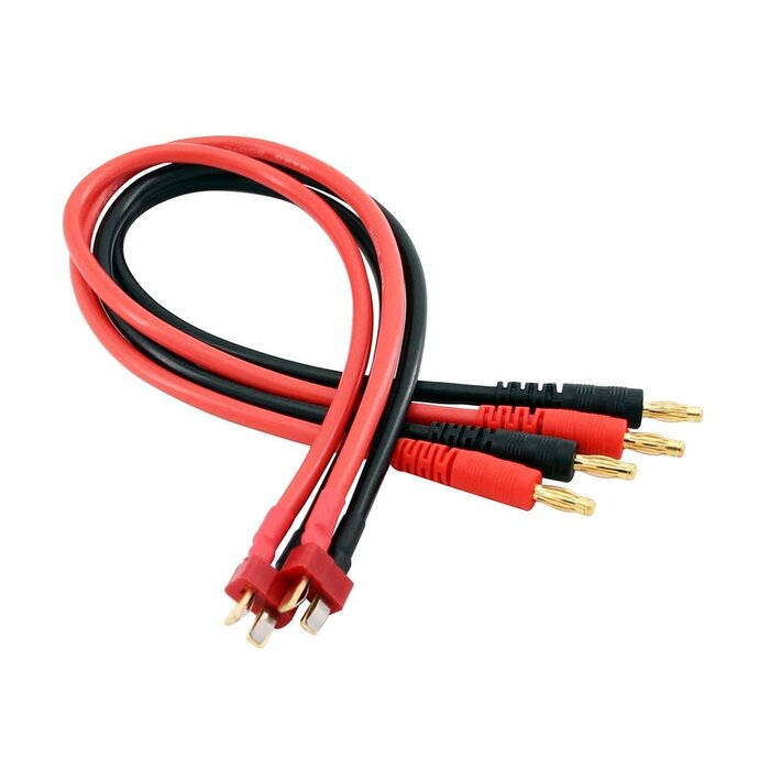 OliRC T-PLUG-BANANA-ADAPT - T-Plug/Deans Connector to 4mm Banana Plugs Battery Charge Lead Adapter Cable 12awg 30cm