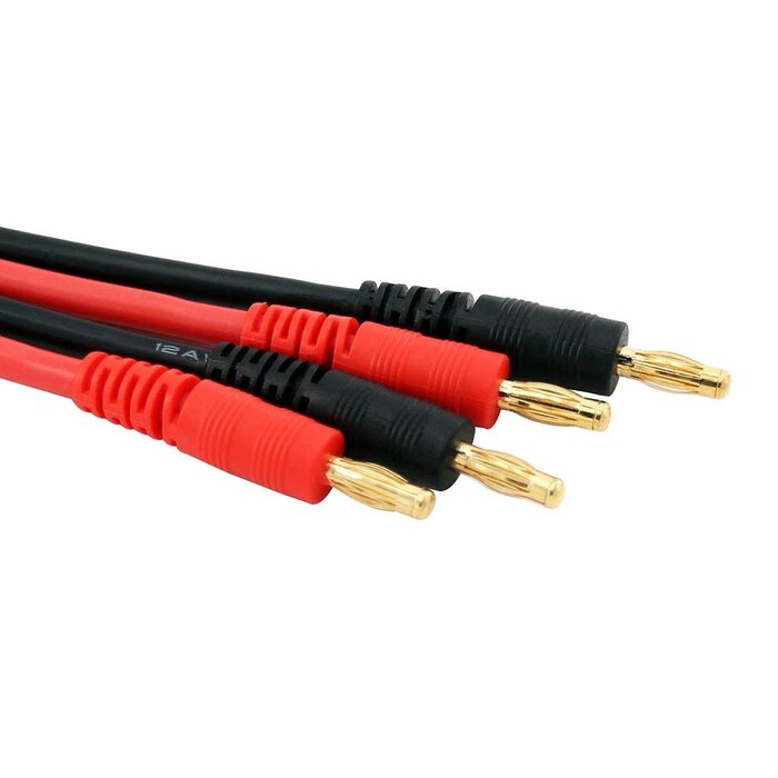 OliRC T-PLUG-BANANA-ADAPT - T-Plug/Deans Connector to 4mm Banana Plugs Battery Charge Lead Adapter Cable 12awg 30cm