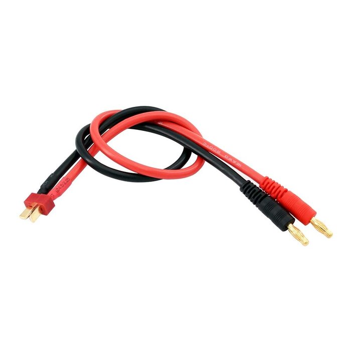 OliRC T-PLUG-BANANA-ADAPT - T-Plug/Deans Connector to 4mm Banana Plugs Battery Charge Lead Adapter Cable 12awg 30cm