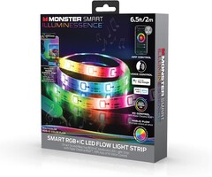 MLB71065RGB - Monster 6.5ft LED Flow Multicolor Multi-Zone Light Strip, Great For Backlighting TV Monitors/Computer Desktops, Dynamic Flow Effects, Works With Google Assistant/Alexa/Siri, Mounting Clips Included