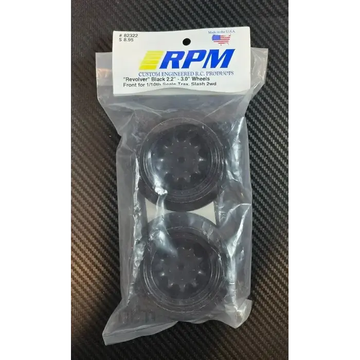 RPM RPM82232 - 1/10 Revolver Crawler Front/Rear 2.2 Wheels with Wide Base, 12mm Hex, Black (2)