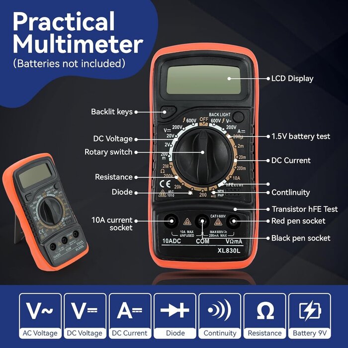 100W-SLDR-KIT - AOBOPLE 194PCS Soldering Iron Kit,100W Soldering Iron Adjustable Temperature, with Multi-Meter, Solder Wire, Stand, Desoldering Pump, Soldering Welding Iron Kit for Electronics Hobby DIY 110V US Plug
