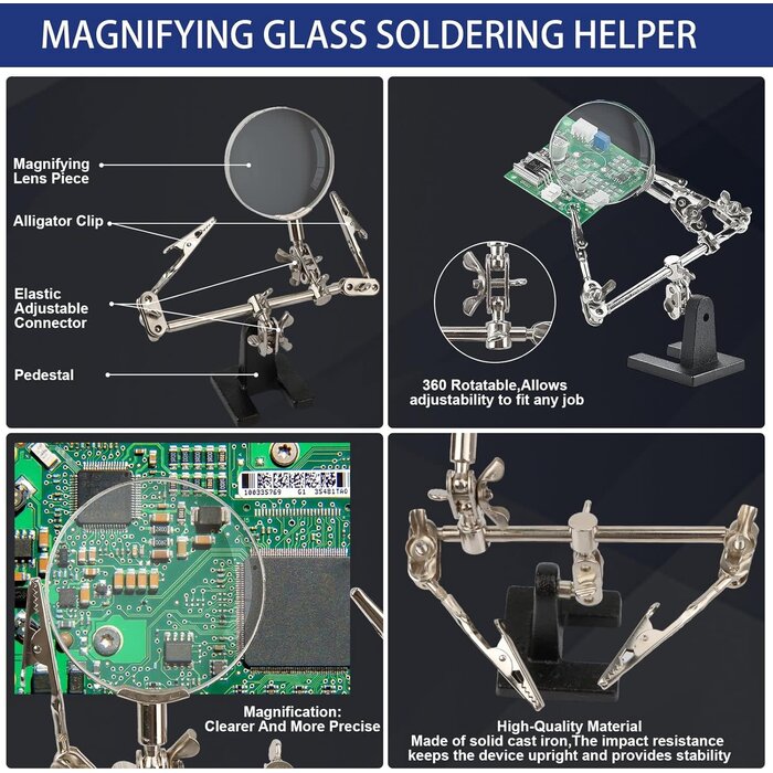 100W-SLDR-KIT - AOBOPLE 194PCS Soldering Iron Kit,100W Soldering Iron Adjustable Temperature, with Multi-Meter, Solder Wire, Stand, Desoldering Pump, Soldering Welding Iron Kit for Electronics Hobby DIY 110V US Plug