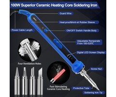 180W-SLDR-KIT - KEPIOG Soldering Iron Kit, 80W Electric Solder iron, Adjustable Temperature (180°C- 500°C）, With Multimeter, Magnifier Welding Helping Hand, Heat shrink tubing, Solder Wire, Desoldering pump.