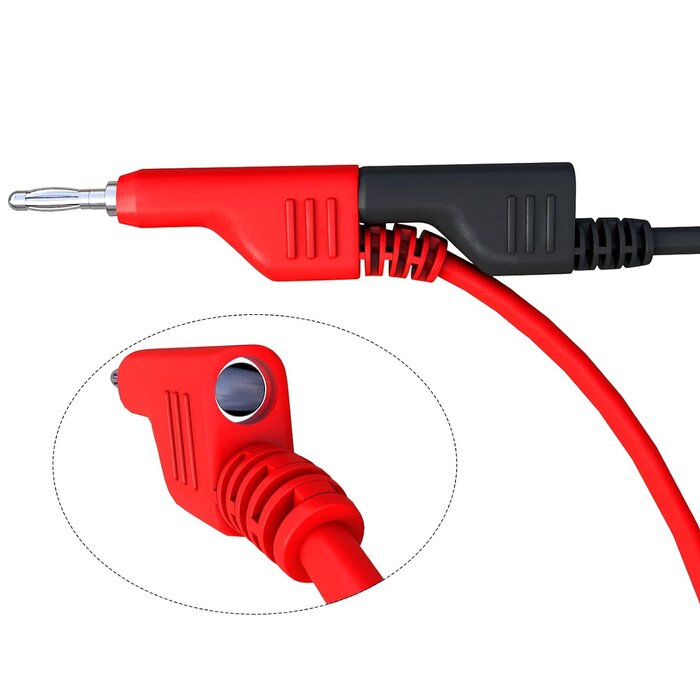 BANANA-TEST-HOOK-2PK - Goupchn 2 Pack Banana to Test Hook Test Leads 4mm Stackable Banana Plug to Test Hook Clips Flexible Test Cable Wires 500V 5A for Multimeter Electrical Testing