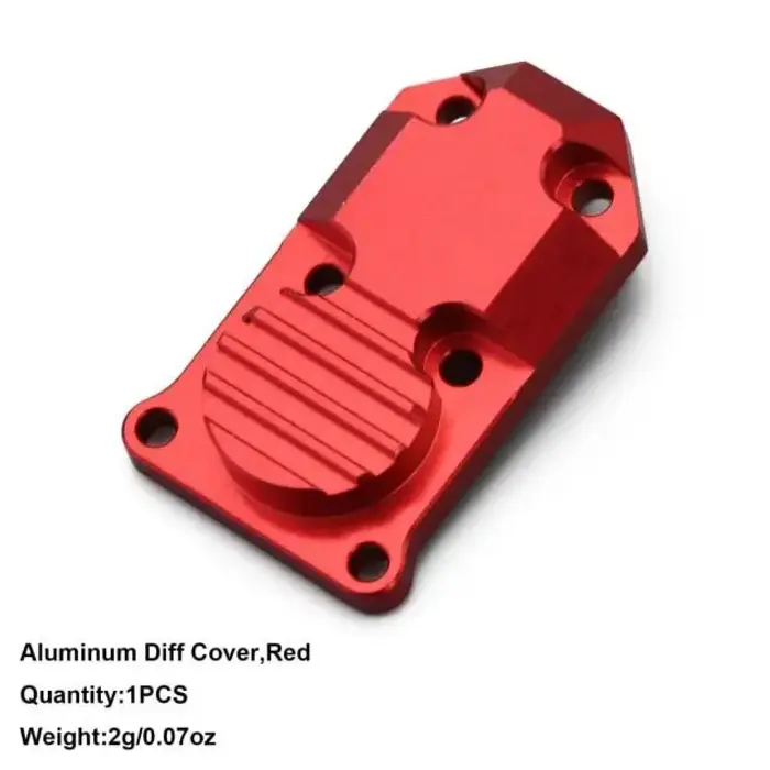 INJORA SCX24-11RD-1 - INJORA Aluminum/Brass Diff Cover for Axial SCX24 AX24, Red