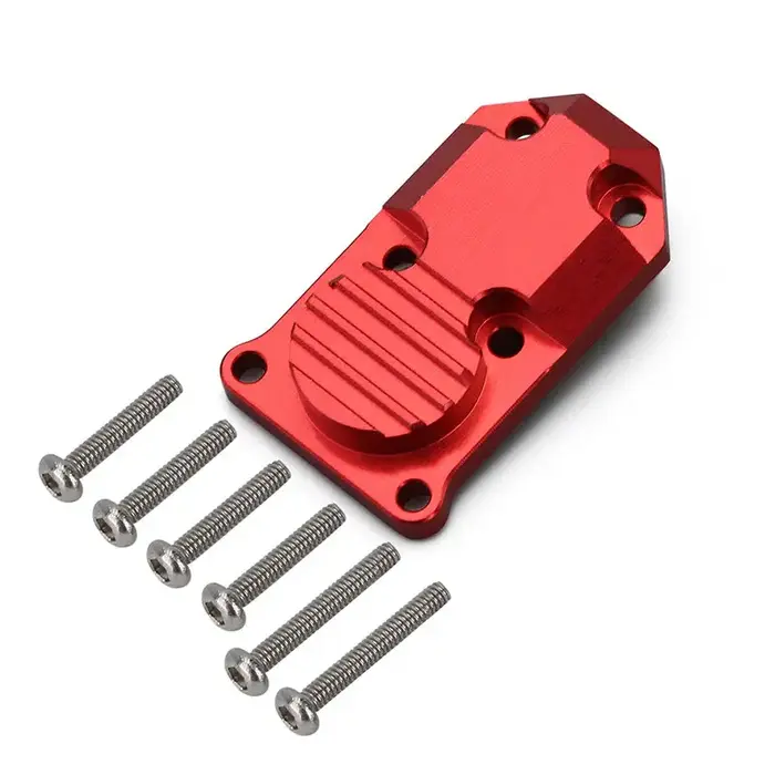INJORA SCX24-11RD-1 - INJORA Aluminum/Brass Diff Cover for Axial SCX24 AX24, Red