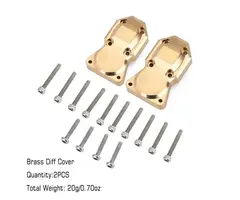 INJORA SCX24-21-2 - INJORA 2pcs 10g/pcs Heavy Front Rear Brass Diff Covers for Axial SCX24 AX24, Gold