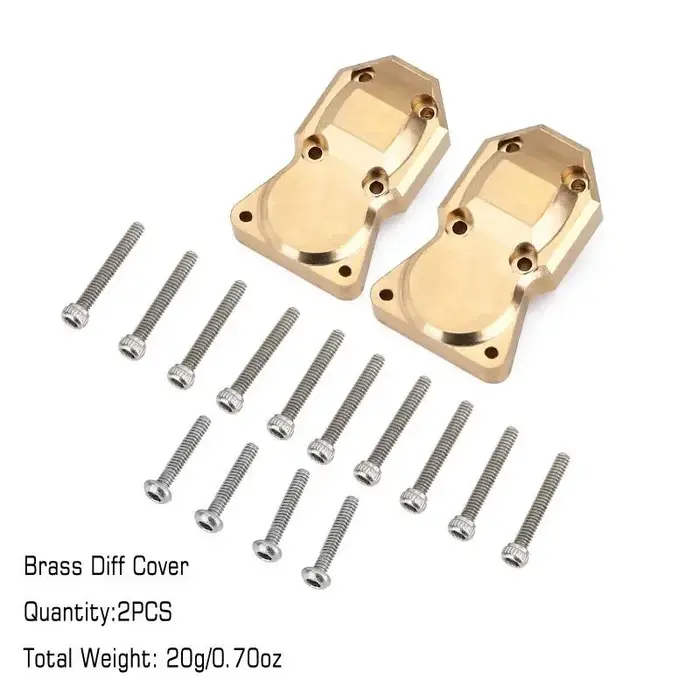 INJORA SCX24-21-2 - INJORA 2pcs 10g/pcs Heavy Front Rear Brass Diff Covers for Axial SCX24 AX24, Gold