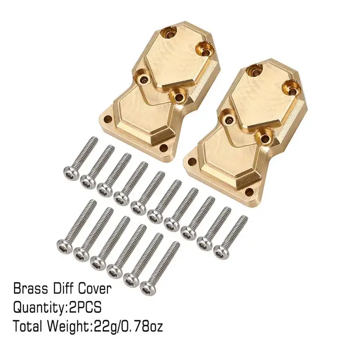 INJORA SCX24-82 - INJORA 2pcs 11g/pcs Heavy Front Rear Brass Diff Covers for Axial SCX24 AX24