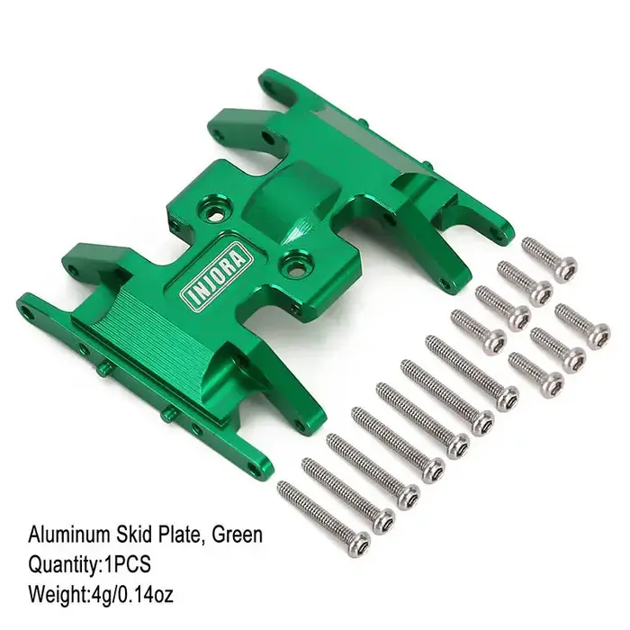 INJORA SCX24-12GN - INJORA Aluminum Gearbox Mount, Transmission Skid Plate for Axial SCX24, Green
