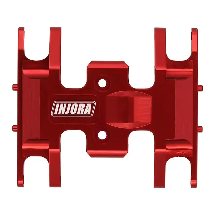 INJORA SCX24-12RD - INJORA Aluminum Gearbox Mount, Transmission Skid Plate for Axial SCX24, Red
