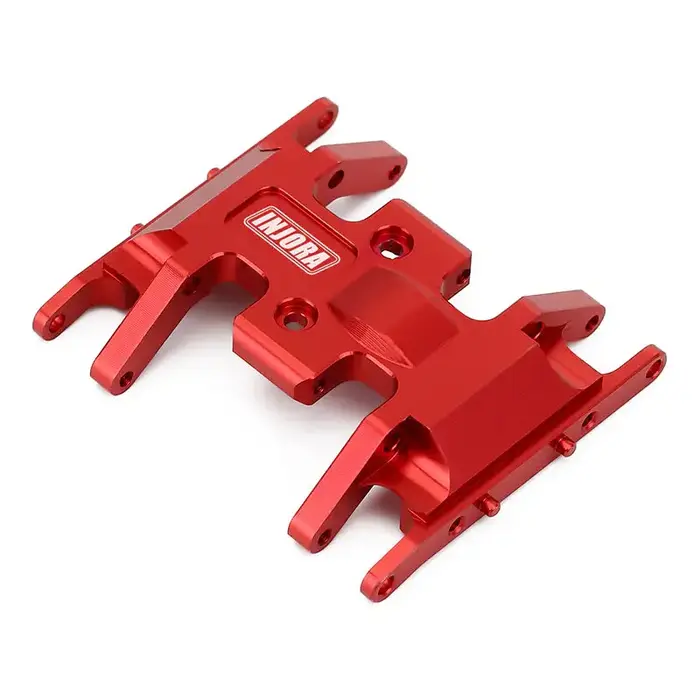 INJORA SCX24-12RD - INJORA Aluminum Gearbox Mount, Transmission Skid Plate for Axial SCX24, Red