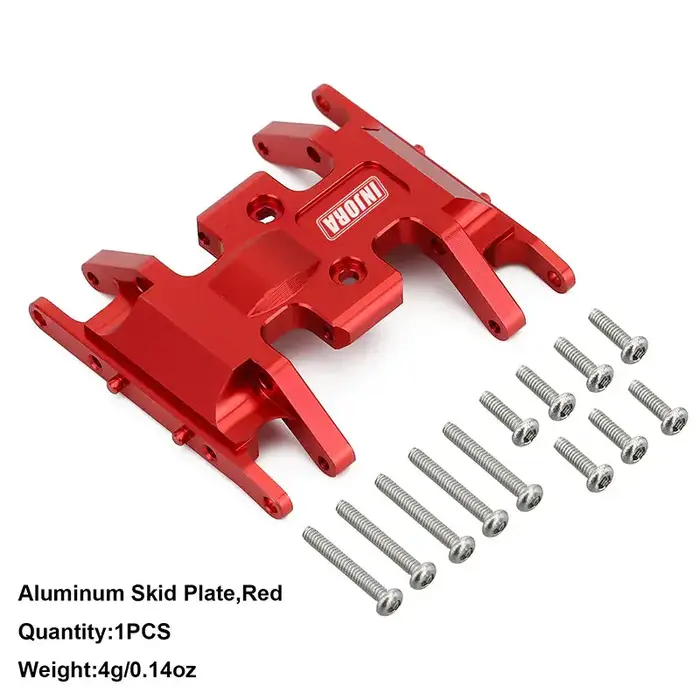 INJORA SCX24-12RD - INJORA Aluminum Gearbox Mount, Transmission Skid Plate for Axial SCX24, Red