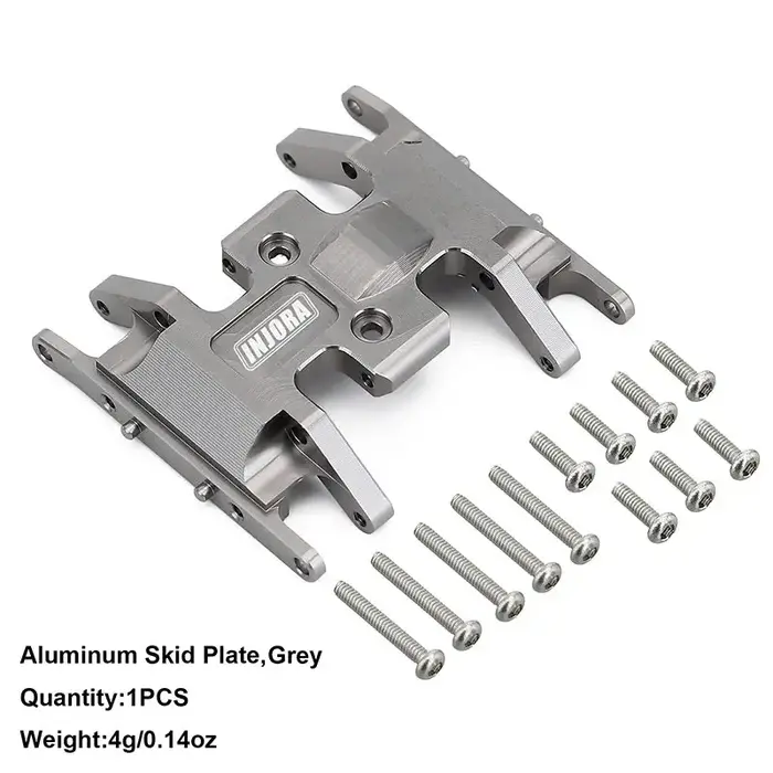 INJORA SCX24-12GL - INJORA Aluminum Gearbox Mount, Transmission Skid Plate for Axial SCX24, Gray