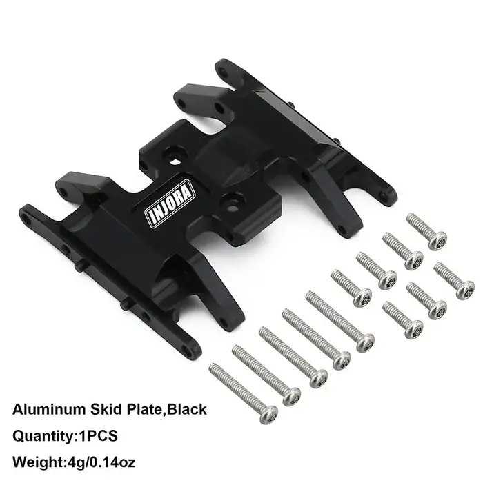 INJORA SCX24-12BK - INJORA Aluminum Gearbox Mount, Transmission Skid Plate for Axial SCX24, Black