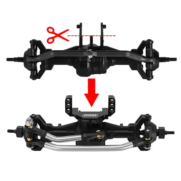 INJORA 4M-80 - INJORA Lay Down Servo Mount & Steering Links for 1/18 TRX4M Stock Axle