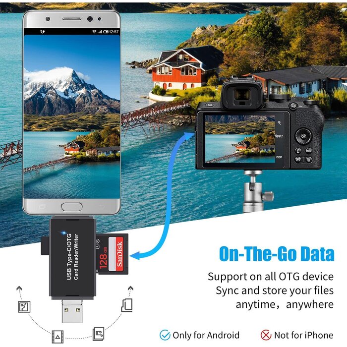 MICRO-USB-OTG - Critin SD/Micro SD Card Reader, Card Reader, Type C Micro USB OTG Adapter and USB 2.0 Portable Memory Card Reader for SDXC, SDHC, SD, MMC, RS-MMC, Micro SDXC, Micro SD, Micro SDHC Card and UHS-I Card