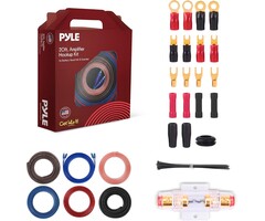 PLMRAKT8 - Pyle 8 Gauge Car Audio Wiring Kit – 20ft Power Wire – Up to 1000W Amplifier Hookup for Battery, Stereo Head Unit & Subwoofer System – Includes Speaker Wire, Ground Cable & Gold-Plated Fuse – PLMRAKT8