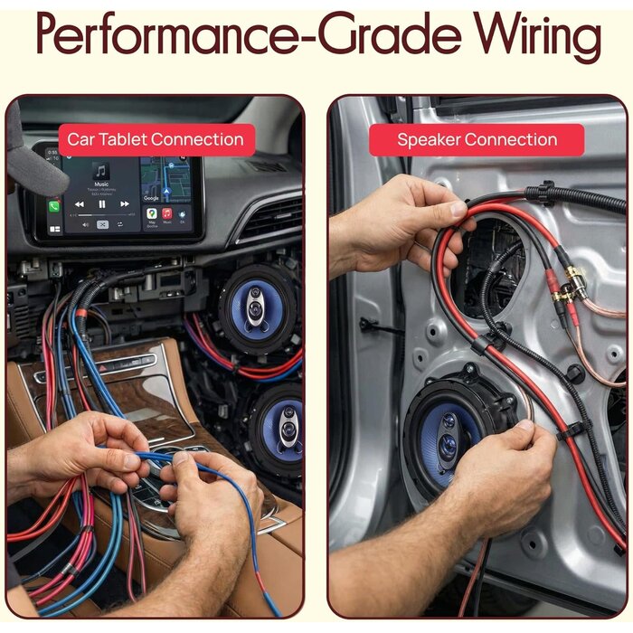 PLMRAKT8 - Pyle 8 Gauge Car Audio Wiring Kit – 20ft Power Wire – Up to 1000W Amplifier Hookup for Battery, Stereo Head Unit & Subwoofer System – Includes Speaker Wire, Ground Cable & Gold-Plated Fuse – PLMRAKT8