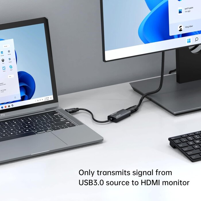 USB2HDMI - MT-VIKI USB 3.0 to HDMI Adapter, USB 3.0 to HDMI Male to Female Adapter, 1080P Compatible with Mac OS, Windows 10/8.1/8/7 (Uni-Directional) 1 Pack