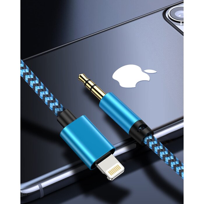 M/LIGHT-AUX-3FT - Aux Cord to iPhone 14 Pro Max, Lightning to 3.5mm Male Audio Cable Braided 3FT Auxiliar Ox Wire for Apple 14Pro 14 Plus 13 Pro Max 13 12 Mini X XR iPad iPod, iPhone Aux Chord for Car Speaker Headphone