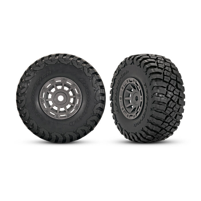 Traxxas 10870-GRAY - 1.4" Gray Wheels w/ BFG Mud-Terrain Tires (2), Mini Slash 4X4