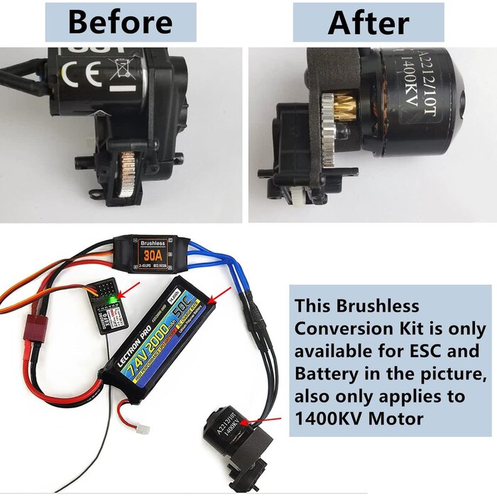 BX-SCX24-YSGWS-A-1T - MORLORDY RC Brushless Conversion Kit Motor Mount with Pinion Spur for 1/24 RC Crawler Car Axial SCX24 Upgrades Parts